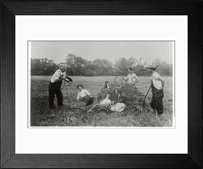 Framed Print : Farmer Relaxing in Haystack Framed Print : Farmer Relaxing in Haystack