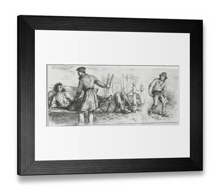 Framed Print : Policeman Waking Bum Framed Print : Policeman Waking Bum