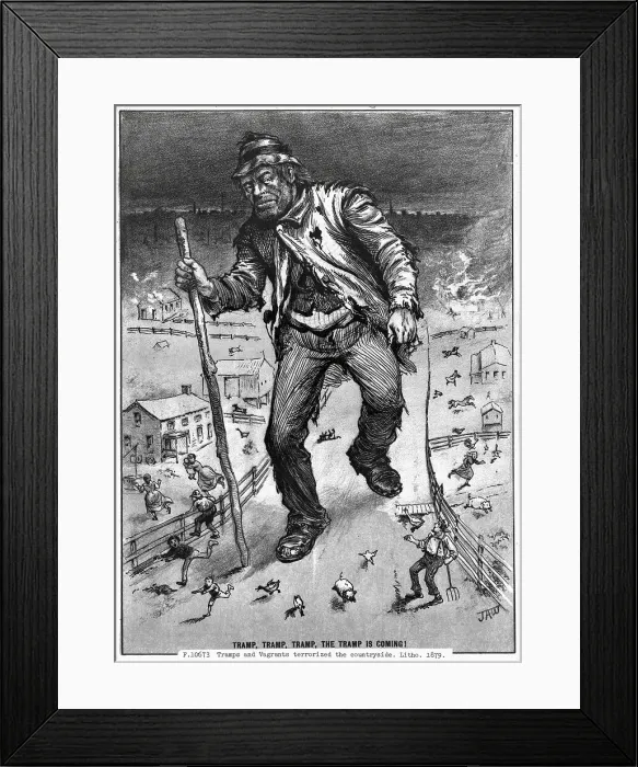 Framed Print : Giant Homeless Man Passing Through Community Framed Print : Giant Homeless Man Passing Through Community