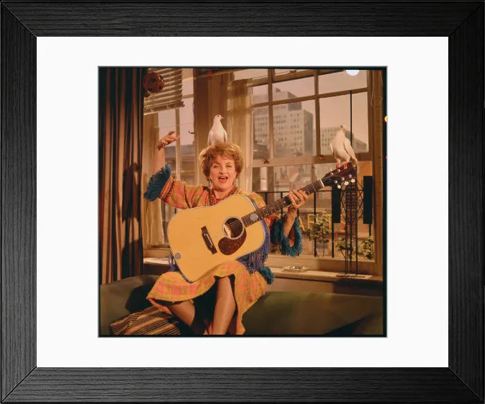 Framed Print : Hermione Gingold Playing Guitar Framed Print : Hermione Gingold Playing Guitar