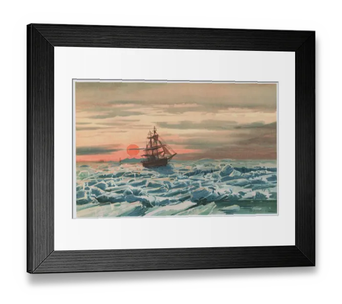 Framed Print : Ships Sailing Through Icy Waters Framed Print : Ships Sailing Through Icy Waters