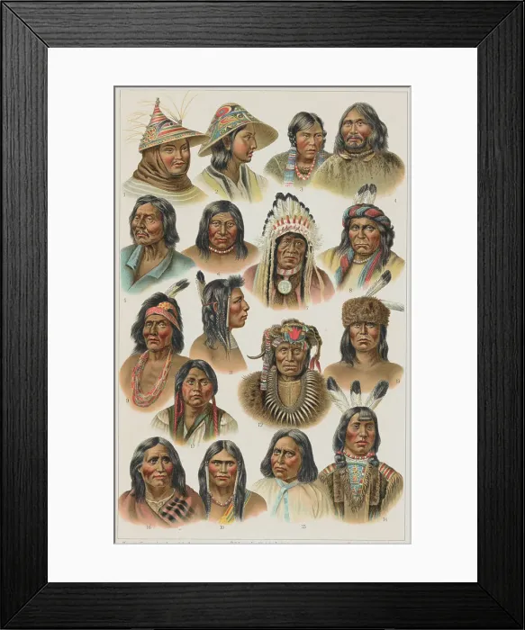 Framed Print : Various Indian Portraits I Framed Print : Various Indian Portraits I