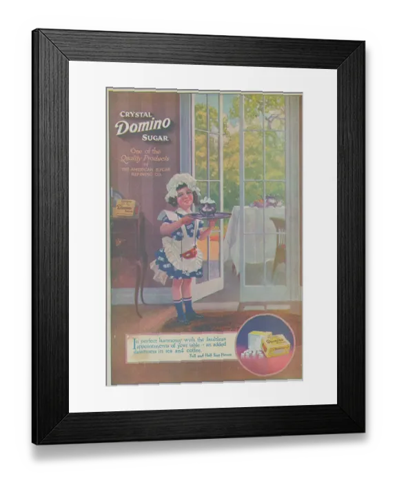 Framed Print : Girl Dressed as Maid to Serve Domino Sugar Cane Cubes Framed Print : Girl Dressed as Maid to Serve Domino Sugar Cane Cubes