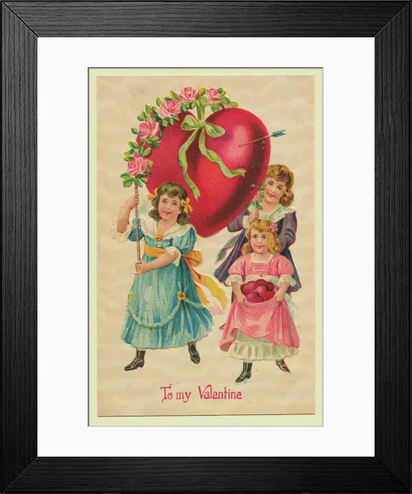Framed Print : Girls Carrying Pierced Heart Framed Print : Girls Carrying Pierced Heart