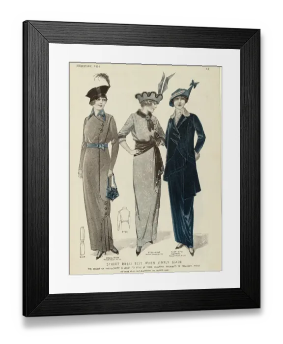 Framed Print : Women in 1914 Fashions Framed Print : Women in 1914 Fashions