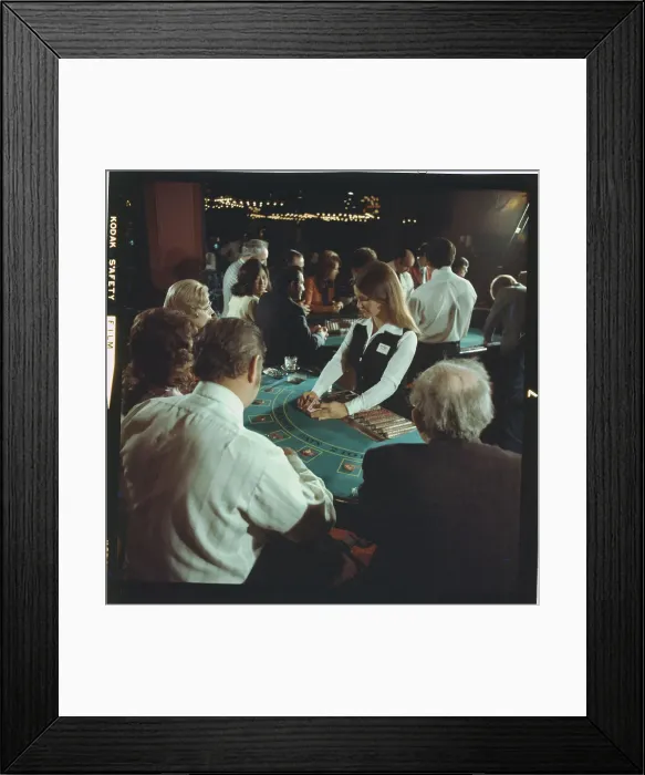 Framed Print : Dealer Shuffling Cards at Blackjack Table