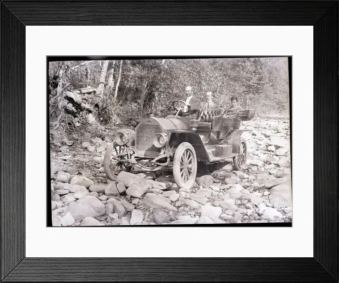 Framed Print : Early Touring Car On Stone Covered Road Framed Print : Early Touring Car On Stone Covered Road