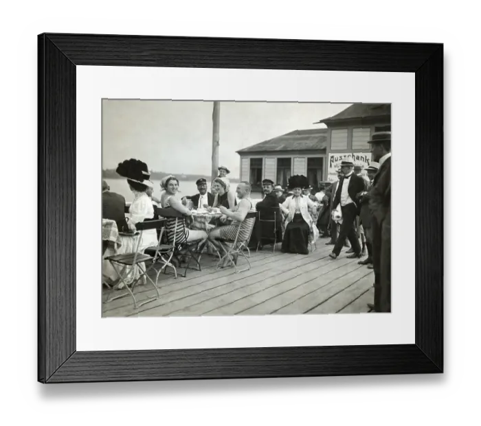 Framed Print : Group Seated At Tables On Patio Framed Print : Group Seated At Tables On Patio