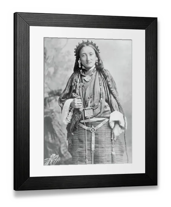 Framed Print : 3 / 4 Lenght Of Tibetan Woman W / Long Hair Framed Print : 3 / 4 Lenght Of Tibetan Woman W / Long Hair