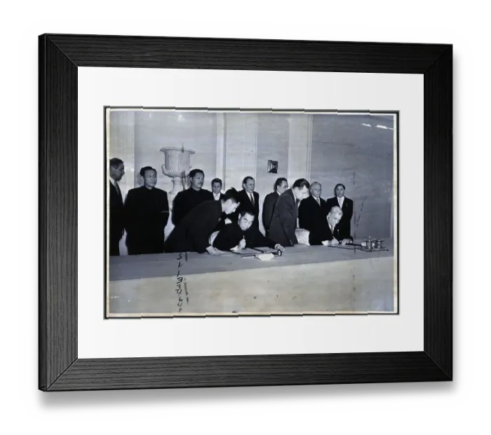 Framed Print : Chou En-Lai Signing Declaration W / Others Framed Print : Chou En-Lai Signing Declaration W / Others