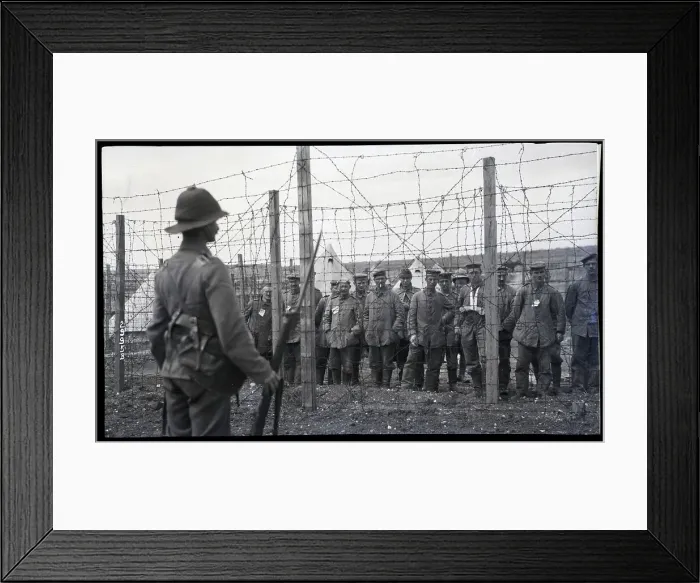 Framed Print : German Soldiers Behind Barbed Wire Framed Print : German Soldiers Behind Barbed Wire