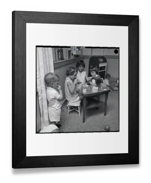 Framed Print : Children Playing Manicurigst In Playroom Framed Print : Children Playing Manicurigst In Playroom