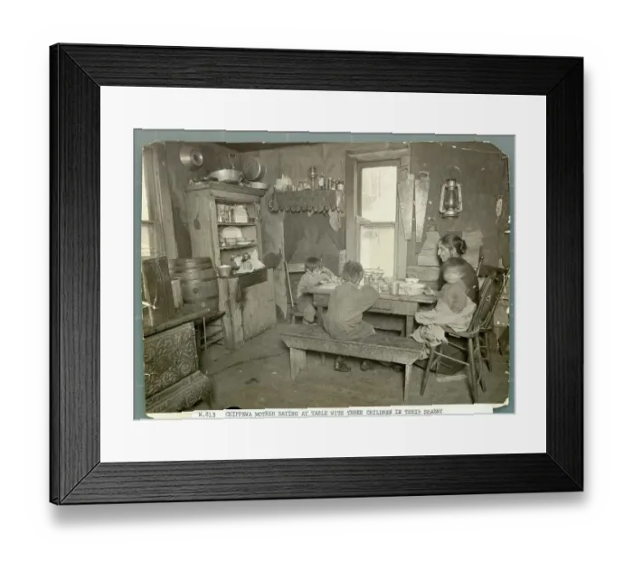 Framed Print : Chippewa Mother With Children In Home Framed Print : Chippewa Mother With Children In Home