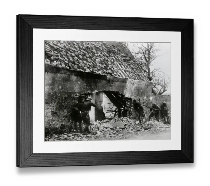 Framed Print : Americans Surrounding German-Held House Framed Print : Americans Surrounding German-Held House