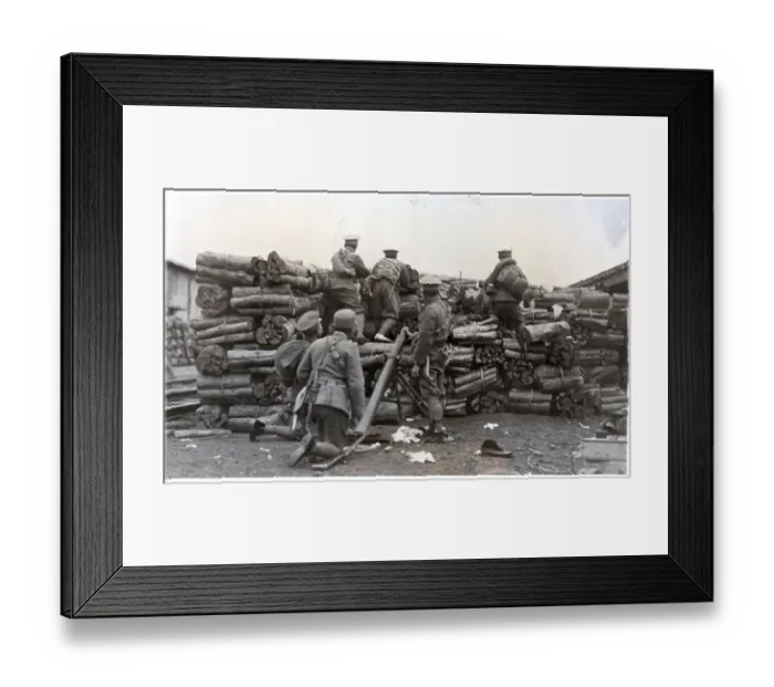 Framed Print : Chinese Troops Behind Rough Defence Framed Print : Chinese Troops Behind Rough Defence