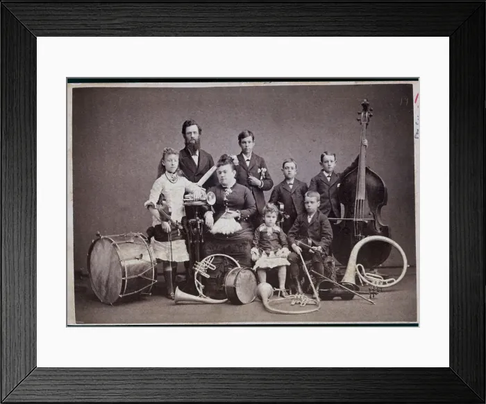 Framed Print : Musical Family with Instruments