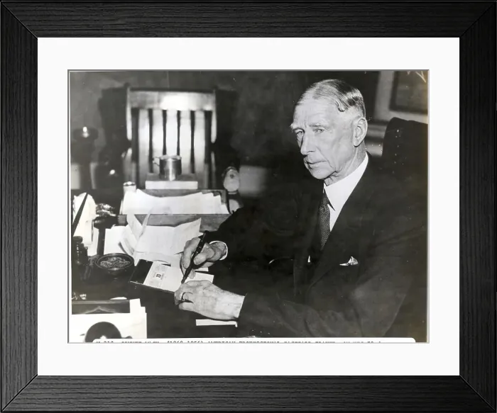 Framed Print : Connie Mack Seated At Desk Writing Framed Print : Connie Mack Seated At Desk Writing