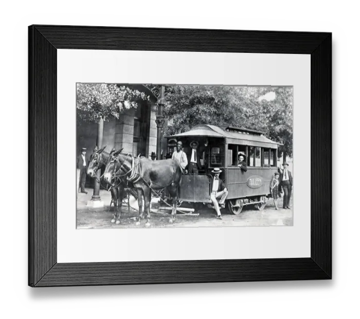Framed Print : Rapid Transit Car with Horses and Engine Framed Print : Rapid Transit Car with Horses and Engine