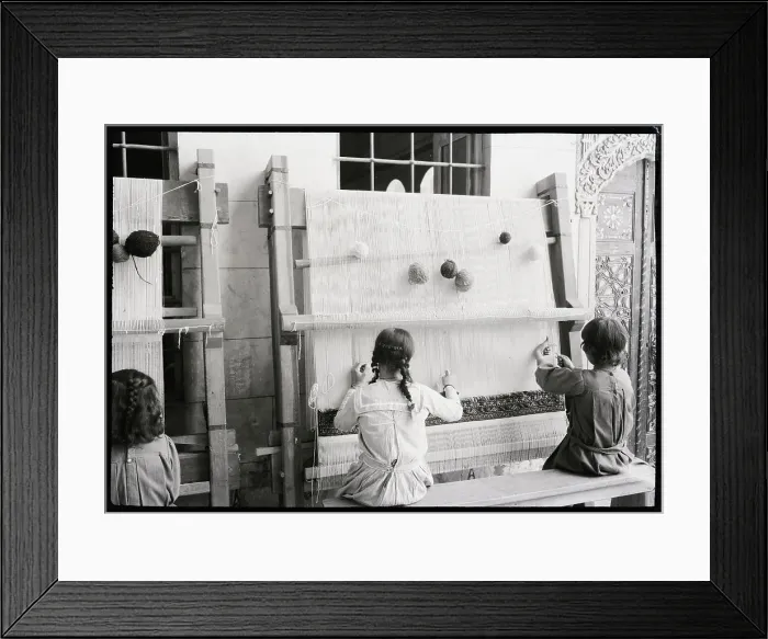 Framed Print : Girls At Looms In Rug Factory Framed Print : Girls At Looms In Rug Factory