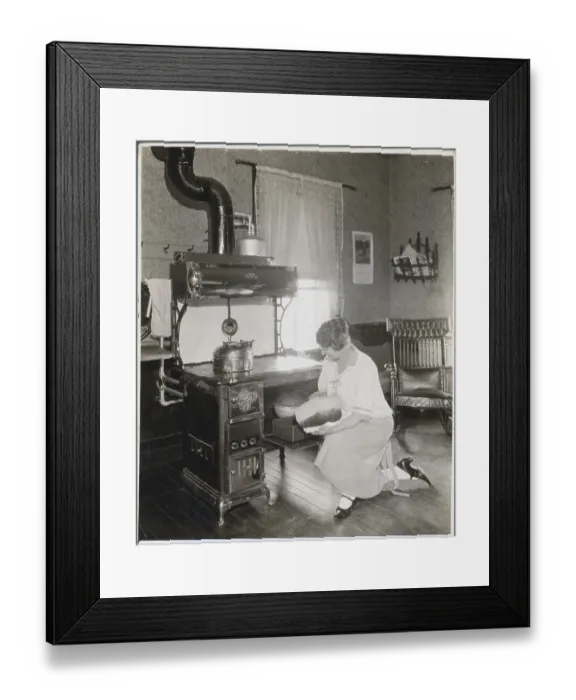 Framed Print : Woman Baking Bread In 1910 Kitchen Framed Print : Woman Baking Bread In 1910 Kitchen