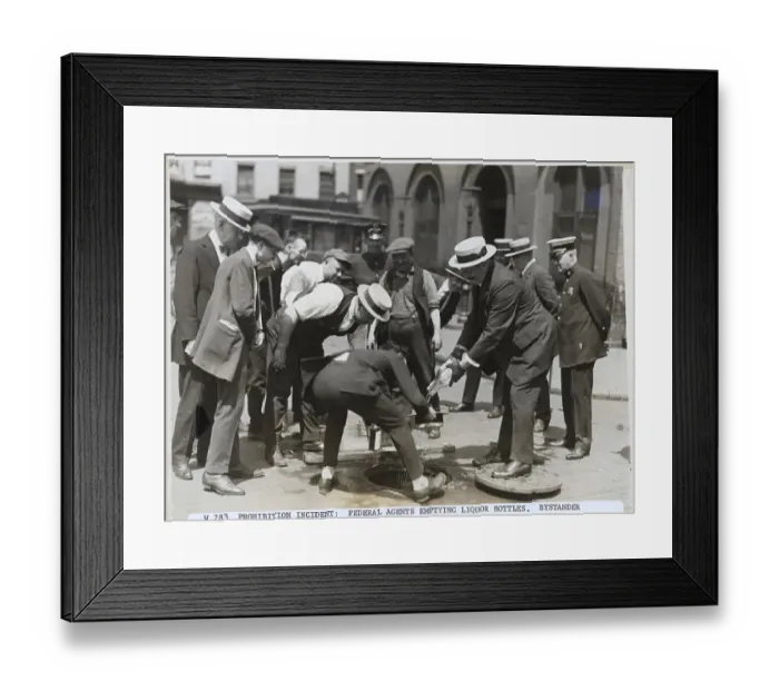 Framed Print : Agents Pour Booze Into Sewer Framed Print : Agents Pour Booze Into Sewer