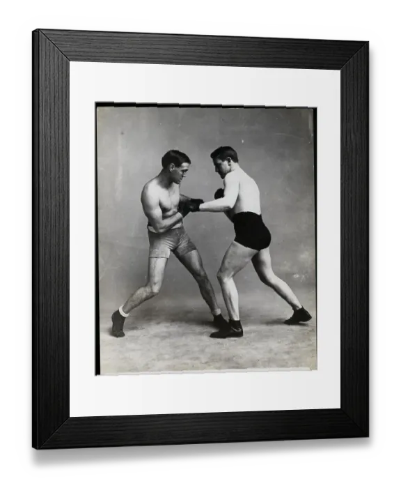 Framed Print : Corbette And Mcgovern In Boxing Pose Framed Print : Corbette And Mcgovern In Boxing Pose