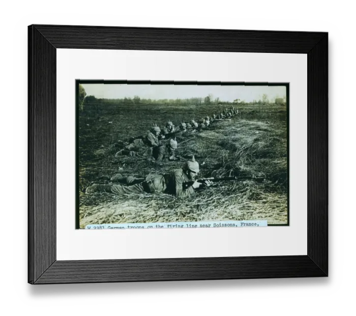 Framed Print : German Troops On Stomach Ready To Fire Framed Print : German Troops On Stomach Ready To Fire