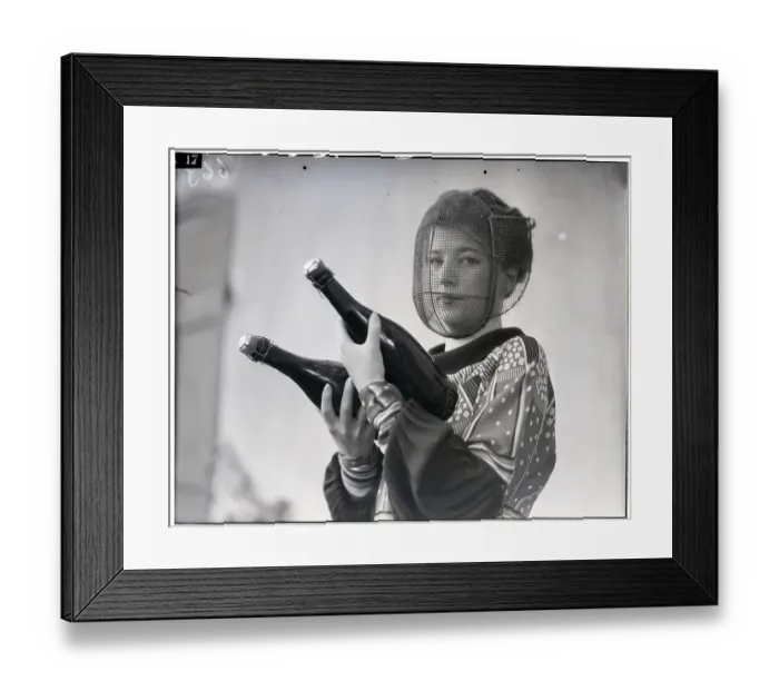 Framed Print : Female Champagne Inspector Wearing Mask Framed Print : Female Champagne Inspector Wearing Mask