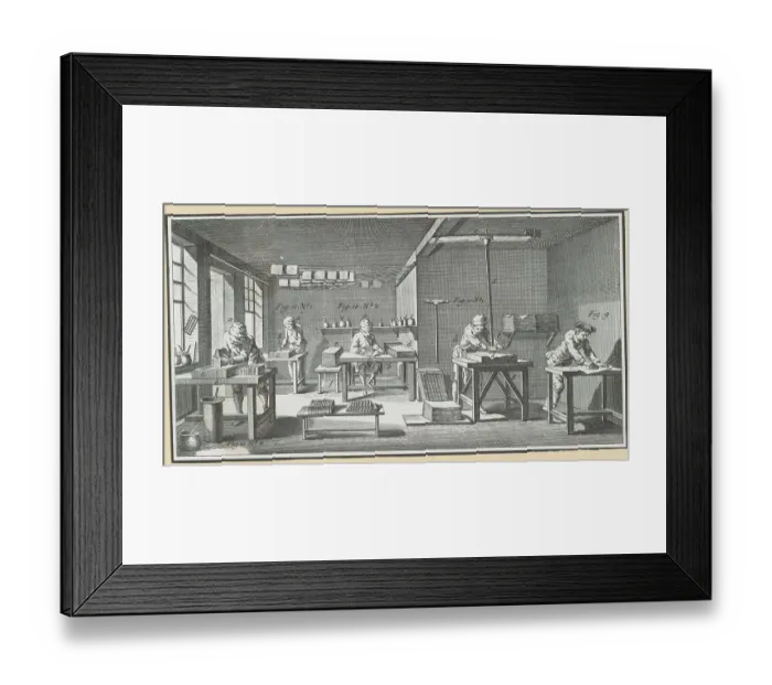 Framed Print : Workers Dressing Books with Marbling Process Framed Print : Workers Dressing Books with Marbling Process