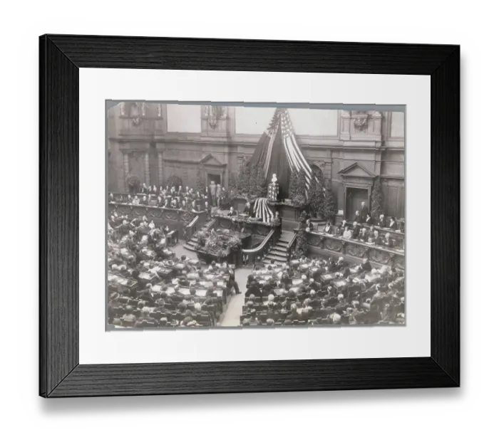 Framed Print : The Reichstag Draped with Flags Framed Print : The Reichstag Draped with Flags