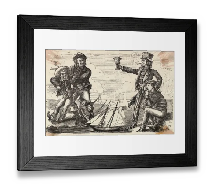 Framed Print : Cartoon Depiction of Yacht Race Framed Print : Cartoon Depiction of Yacht Race
