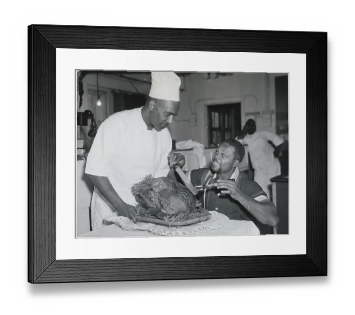 Framed Print : Archie Moore Cutting Turkey Framed Print : Archie Moore Cutting Turkey