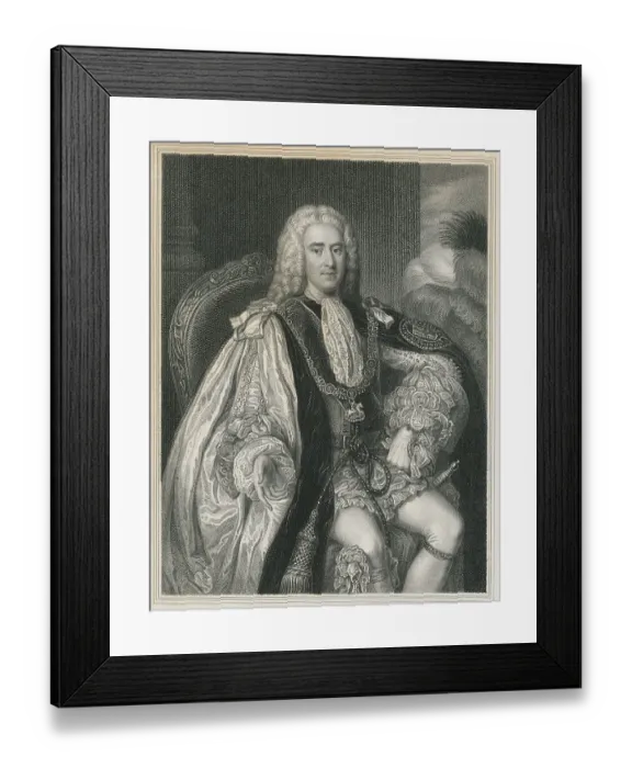Framed Print : Engraving of Thomas Pelham-Holles, Duke of Newcastle by William Holl