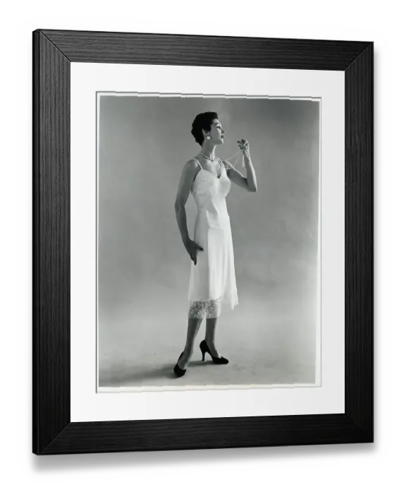 Framed Print : Woman Posing In A Silk Nightgown Framed Print : Woman Posing In A Silk Nightgown