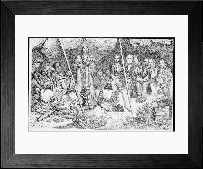 Framed Print : Spotted Tail Speaking to Indian Council Framed Print : Spotted Tail Speaking to Indian Council