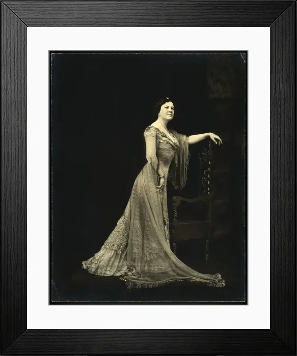 Framed Print : Woman Posing In Full-Length Dress, 1890S Framed Print : Woman Posing In Full-Length Dress, 1890S