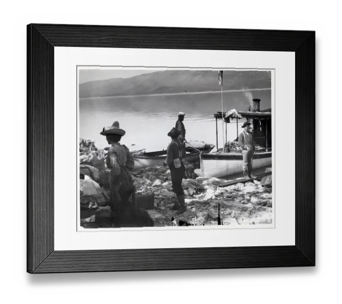 Framed Print : Group On Shore Ready For An Outing