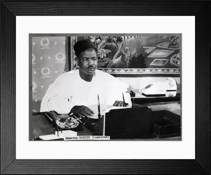 Framed Print : Pres. Ahmadou Ahidjo Seated @Desk Framed Print : Pres. Ahmadou Ahidjo Seated @Desk