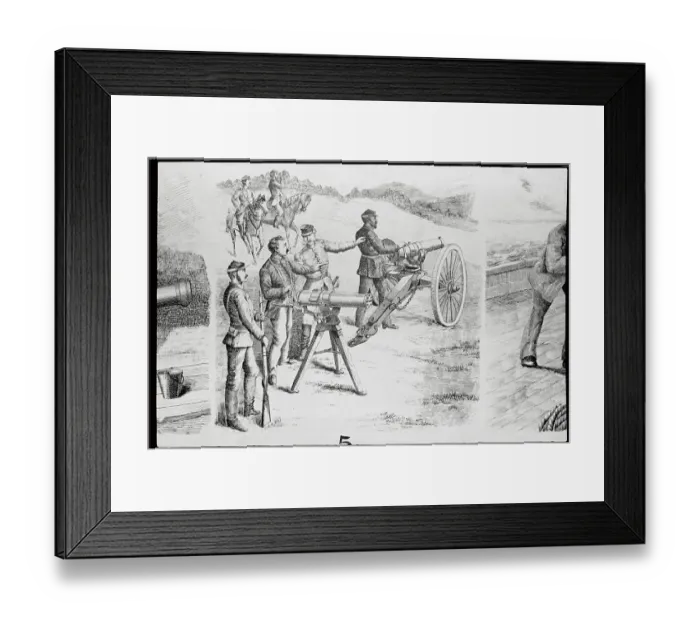 Framed Print : Soldiers in Field Using New Machine Gun Framed Print : Soldiers in Field Using New Machine Gun