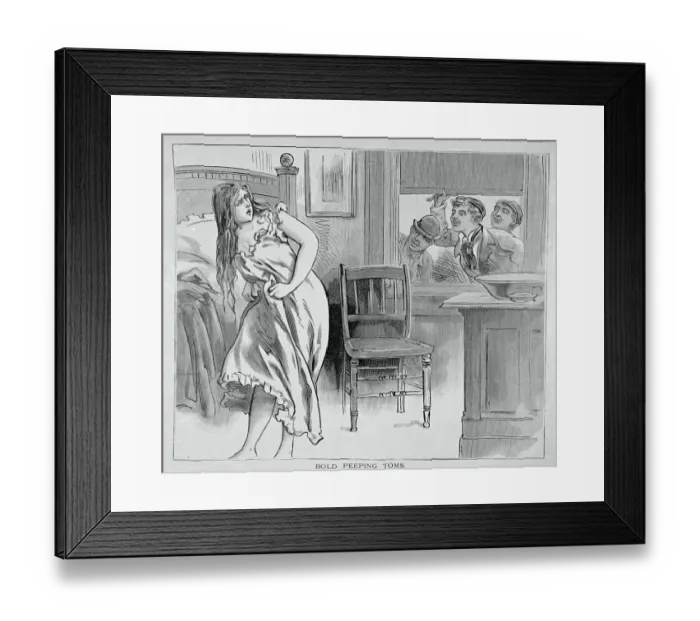 Framed Print : Peeping Toms Watching Lady Framed Print : Peeping Toms Watching Lady