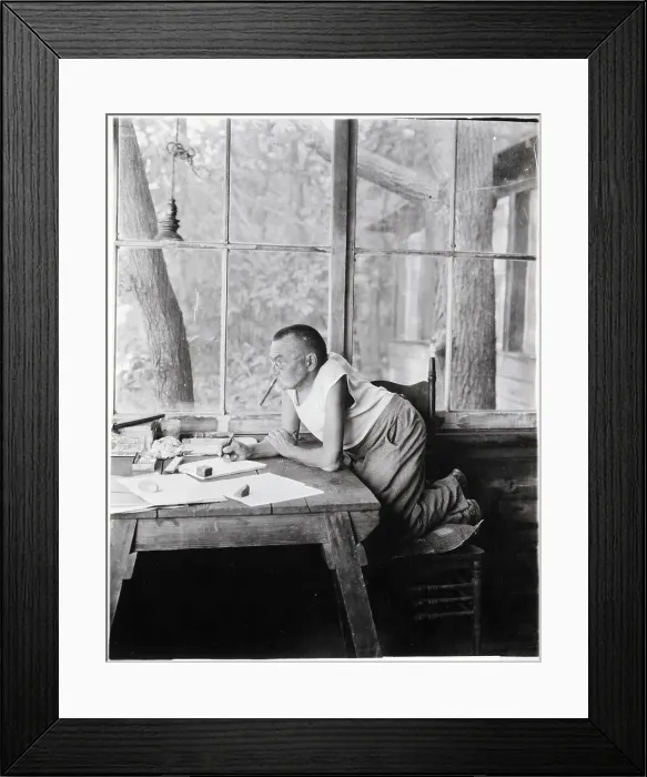 Framed Print : Charles Steinmetz Leaning Over Desk