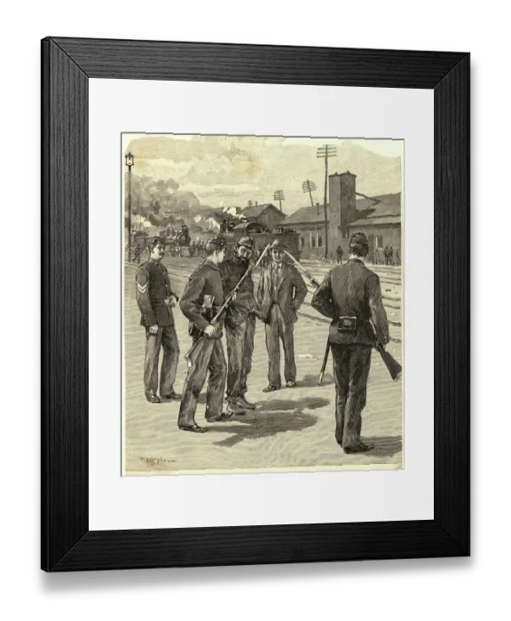 Framed Print : Sentries Stopping Suspicious Characters Framed Print : Sentries Stopping Suspicious Characters