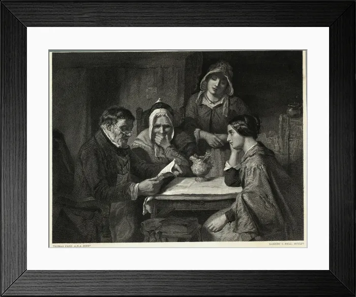 Framed Print : Man Reading with Three Women Listening Framed Print : Man Reading with Three Women Listening