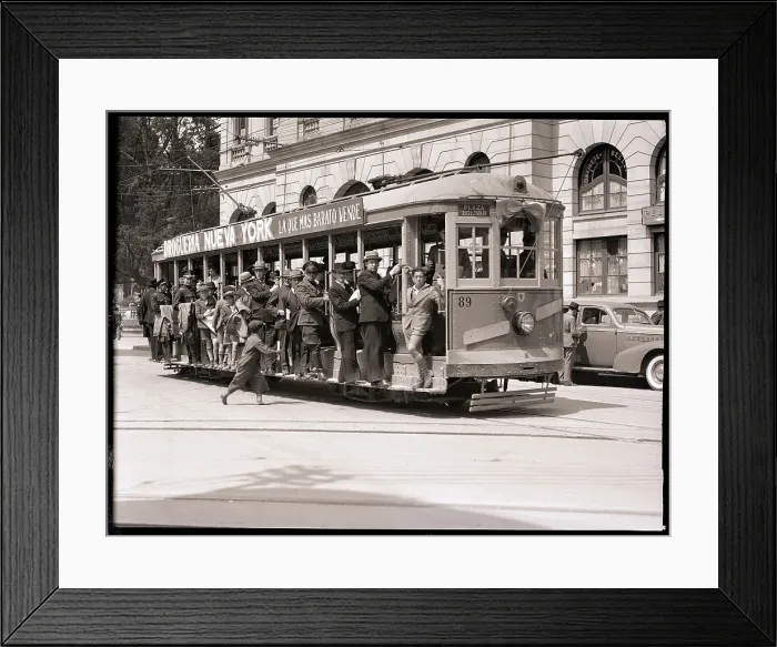 Framed Print : People Riding A Street Car In Bogata Framed Print : People Riding A Street Car In Bogata