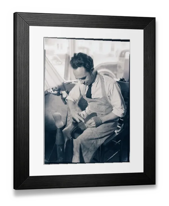 Framed Print : Man Repairing Shoe Framed Print : Man Repairing Shoe
