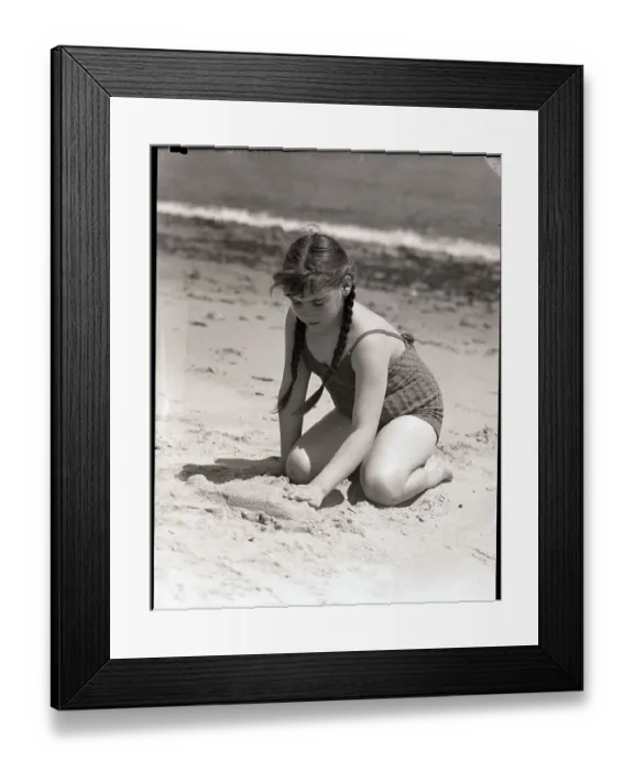 Framed Print : Girl Playing In The Sand Framed Print : Girl Playing In The Sand
