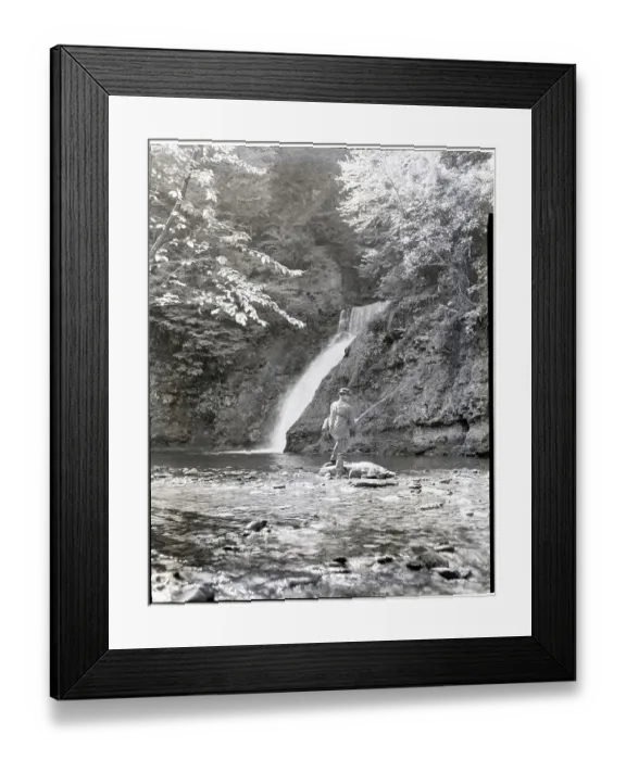 Framed Print : General View Of A Man Fishing In Stream Framed Print : General View Of A Man Fishing In Stream