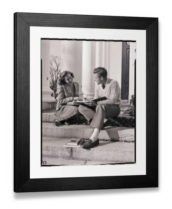 Framed Print : Students Studying On College Steps Framed Print : Students Studying On College Steps