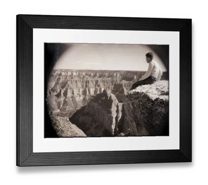 Framed Print : Man Overlooking Grand Canyon Framed Print : Man Overlooking Grand Canyon