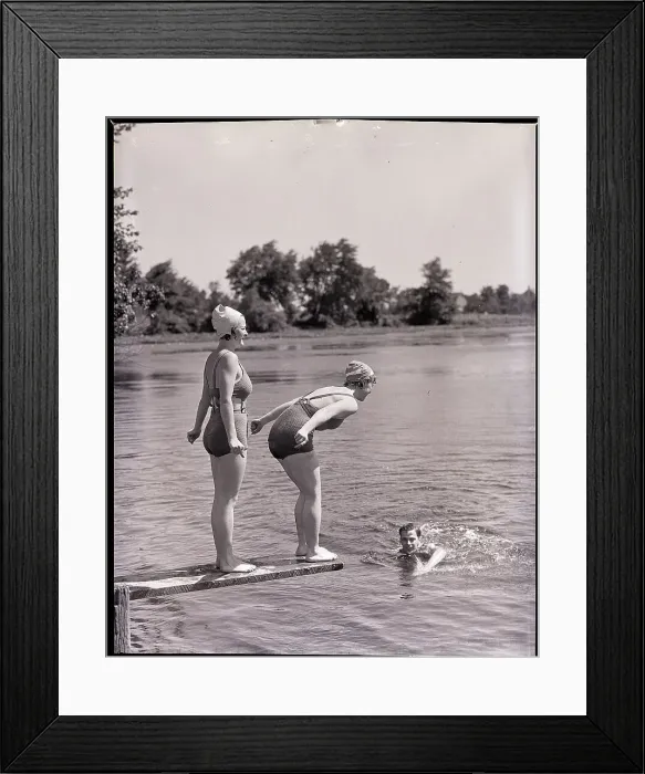 Framed Print : Jack Crawford And Sisters On Plank / Water Framed Print : Jack Crawford And Sisters On Plank / Water